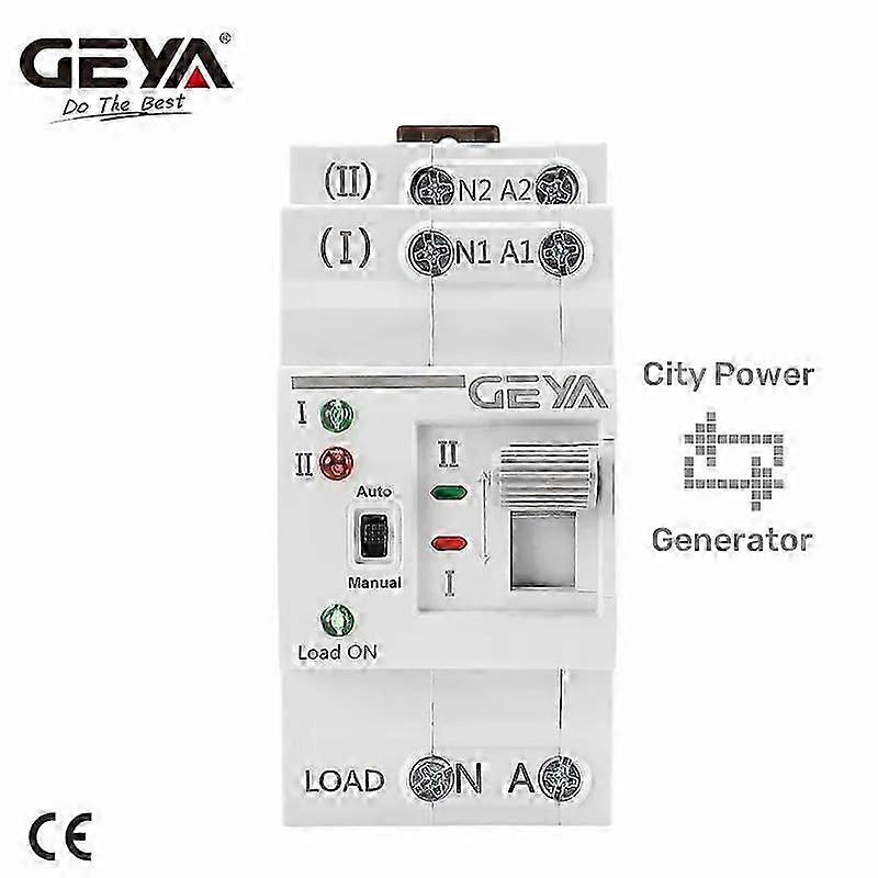 Geya G2r Din Rail 2p Ats Electric Switch Manual Transfer Switch 110v 220v Coil Pc Type Switch City Power To Generator 63a