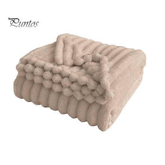 Summer AC Flannel Blanket Thickened Double-sided Plush Striped Texture Solid Color Office Nap Home Bed Sofa Travel Cozy Warm Winter Blanket