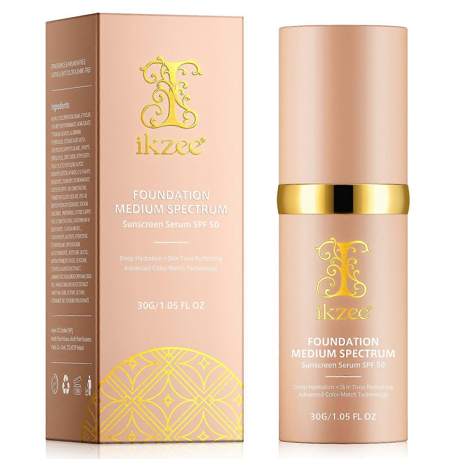 4 in 1 Foundation with SPF 50+, Hydrating Color Changing Foundation Longwearing & Waterproof, Medium Spectrum for Gym, Sport, Dancing