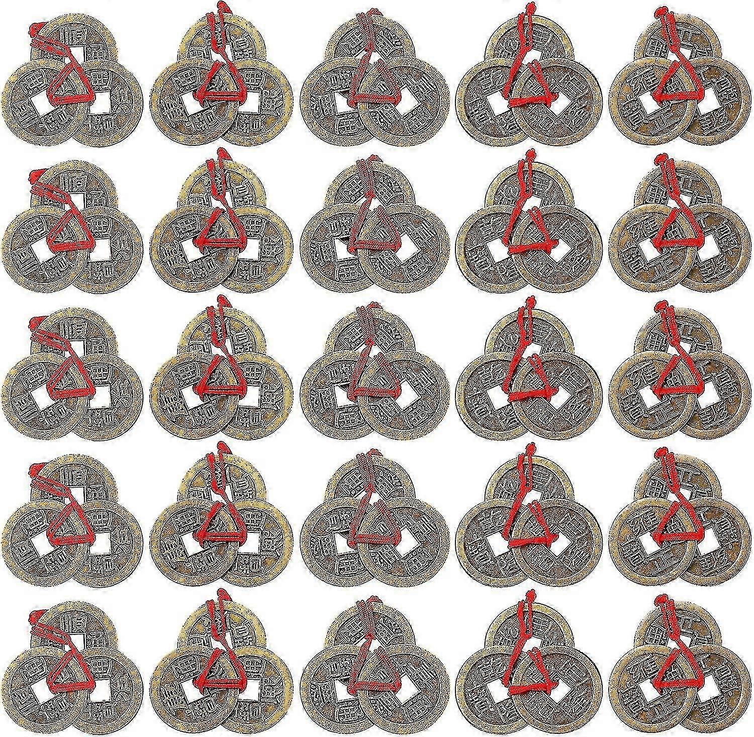 Chinese Fortune Coins Feng Shui Coins I-ching Coins Traditional Coins With Red String For Wealth And Success, 5 Styles (25)