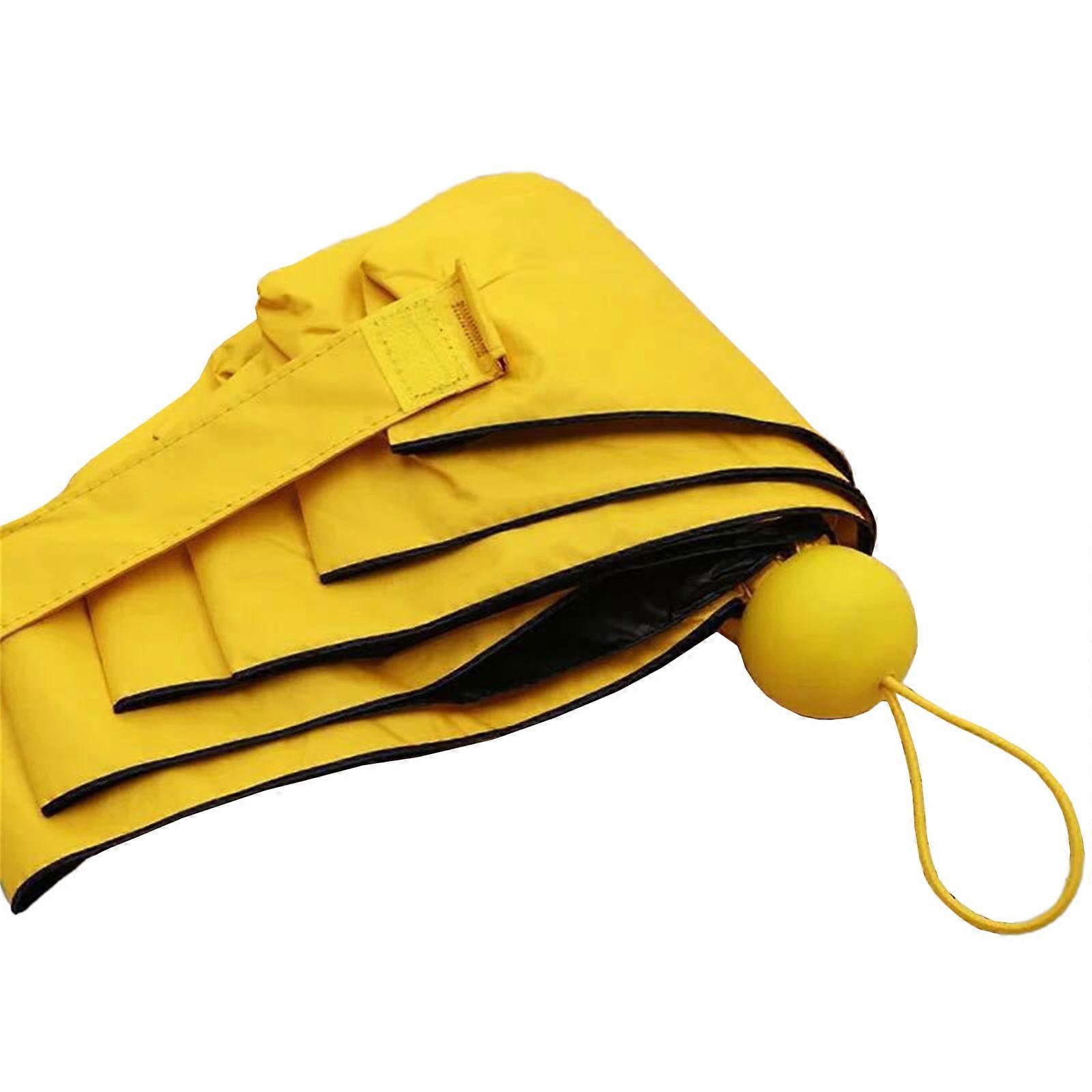 Mini Folding Umbrella Sun Rain Protections Small Folding Umbrellas Pocket Umbrella Durable Frame Yellow