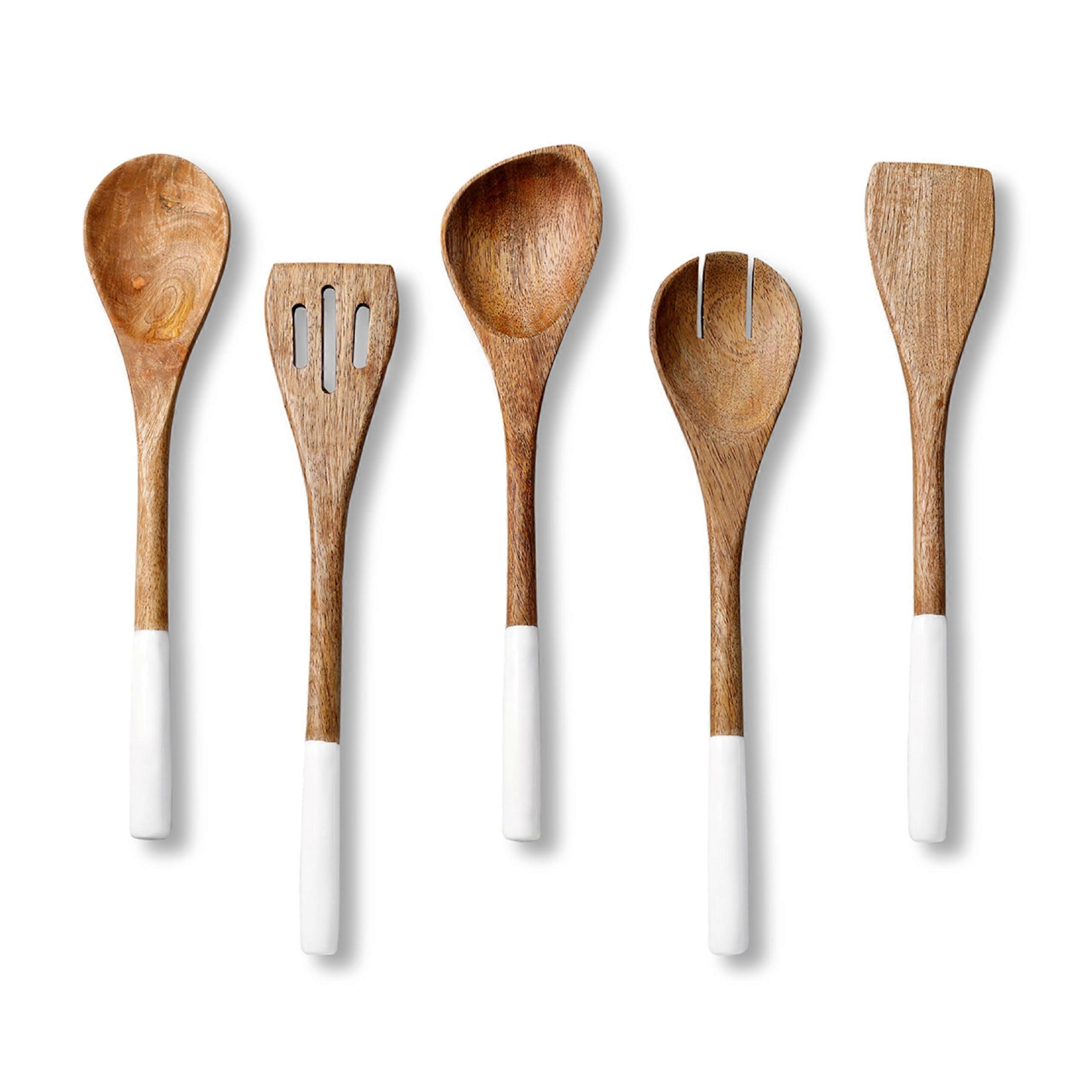 5 Piece Non-Stick Wooden Utensil Set for Cooking