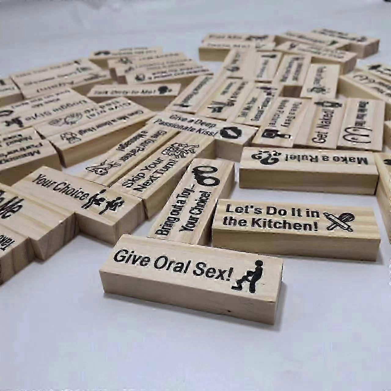 Saterkali Super Naughty Block Tower Game, Valentijnsdag Gift, 48 stuks valentijn tuimeltoren stapelen blokken spel, paar activiteiten & Date Night Ideeën, voor koppels minnaar volwassenen nacht feest