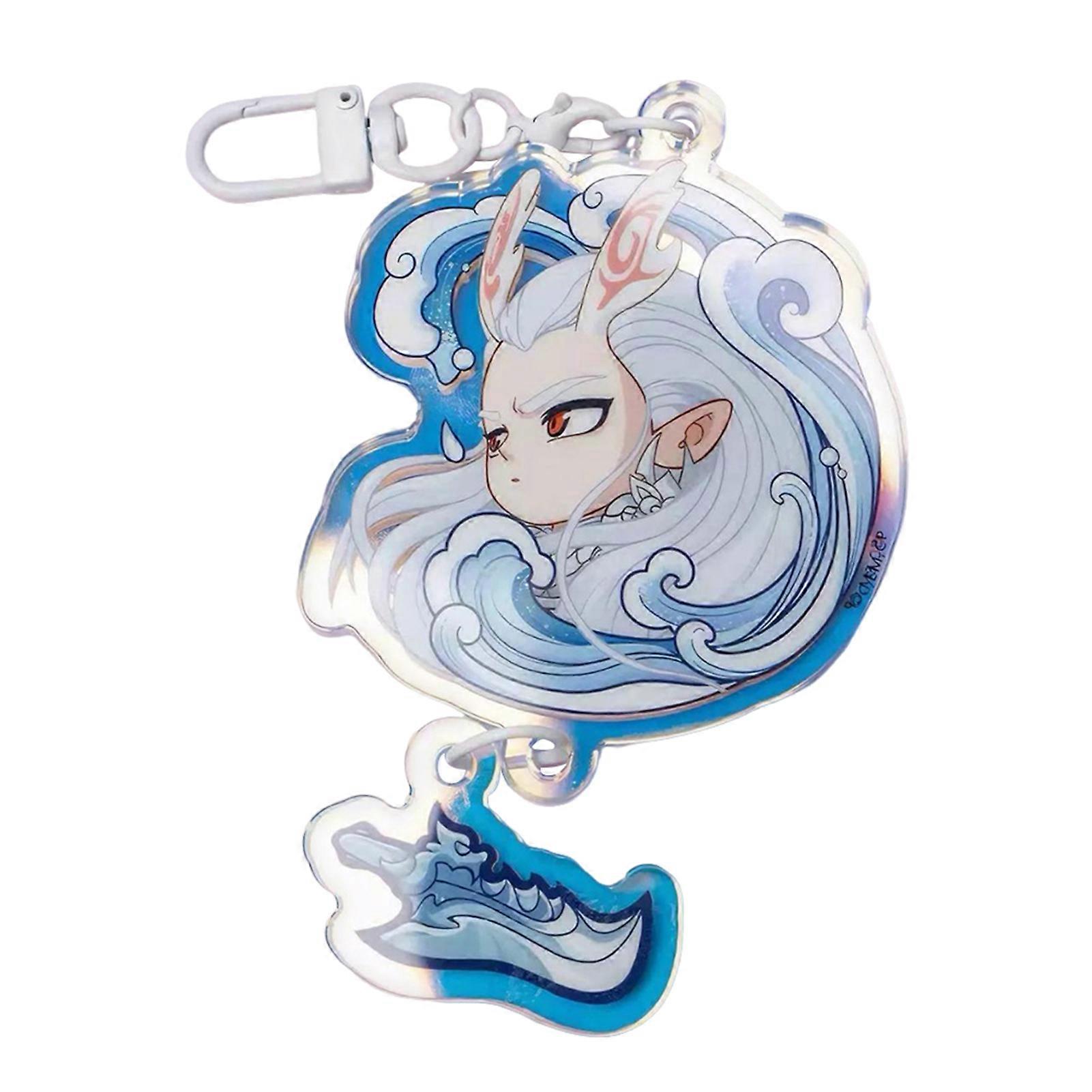 Nezha Aobing Movie Acrylic Keychains Cartoon Q Version Key Pendants Holder for Kids Teens Adults