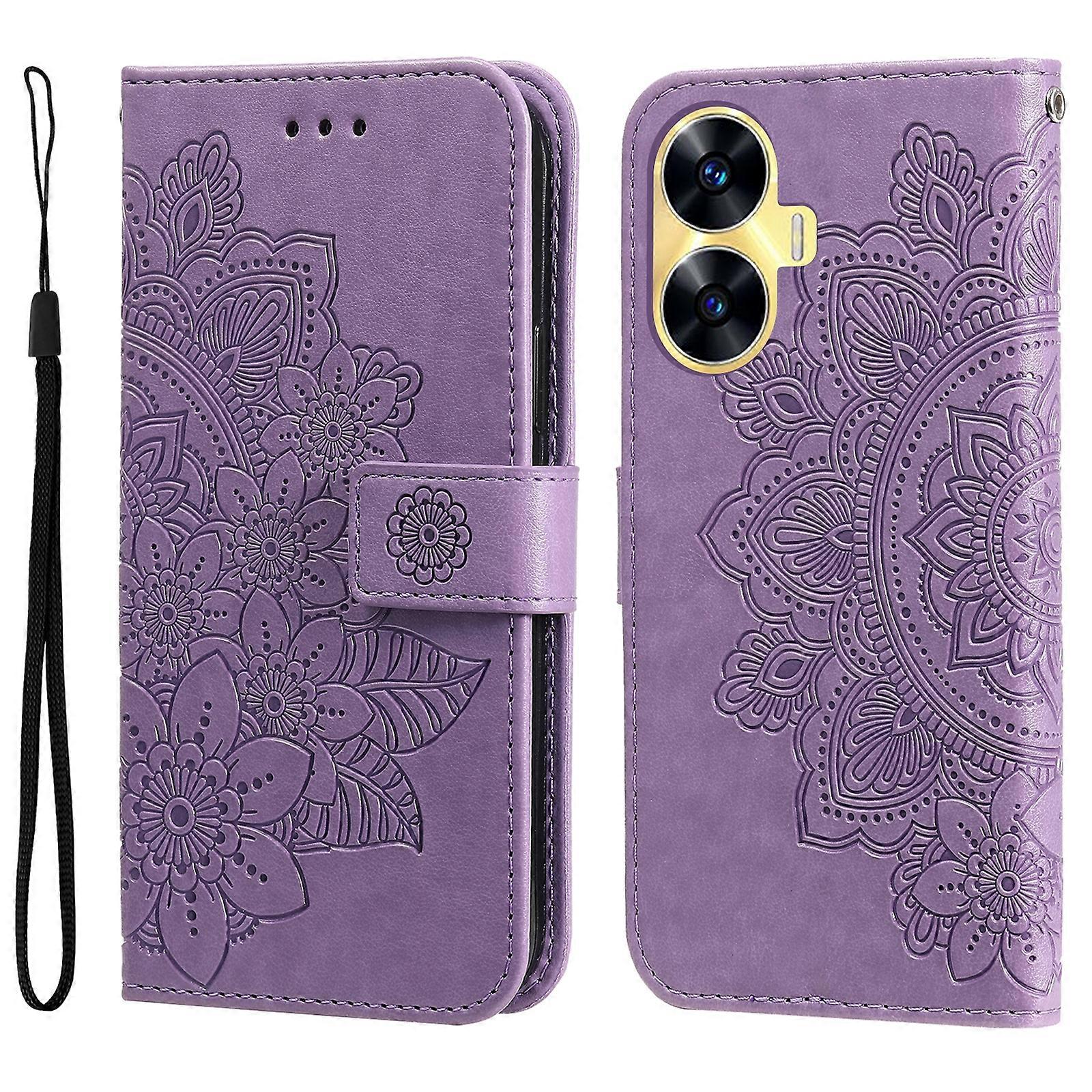 Seven-petal Flowers Embossing Leather Phone Case