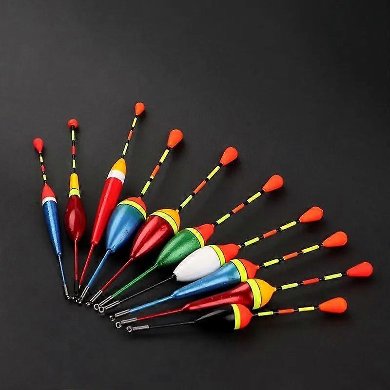 Set of 10 Fishing Floats with Light Stick Mix of Sizes and Colors Buoy Float for Fishing Foam Material