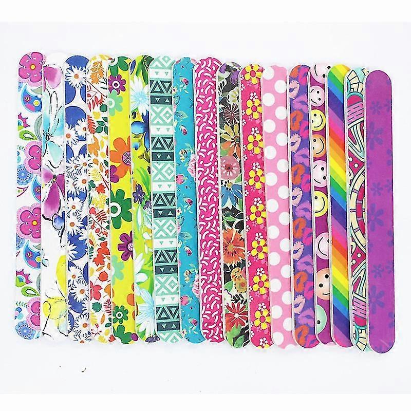 3 Pieces Double Sided Random Color Emery Boards Nail Buffer Floral Printing Nail Files Manicure Files For Women