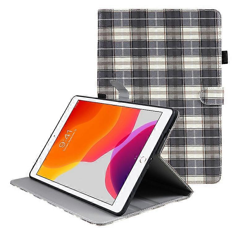 Protective Case Compatible For iPad 10.2 (2021) / (2019) / (2020) Case PU Leather Grids Pattern Tablet Cover with Stand