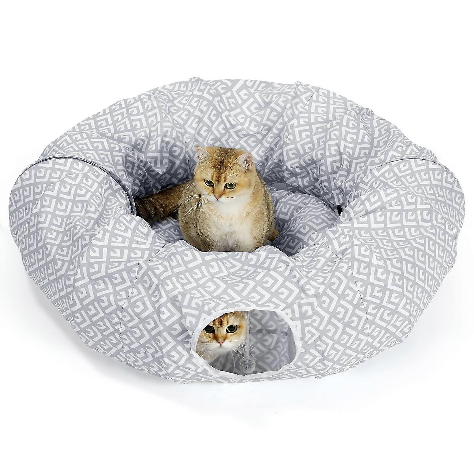 Foldable cat tunnel bed