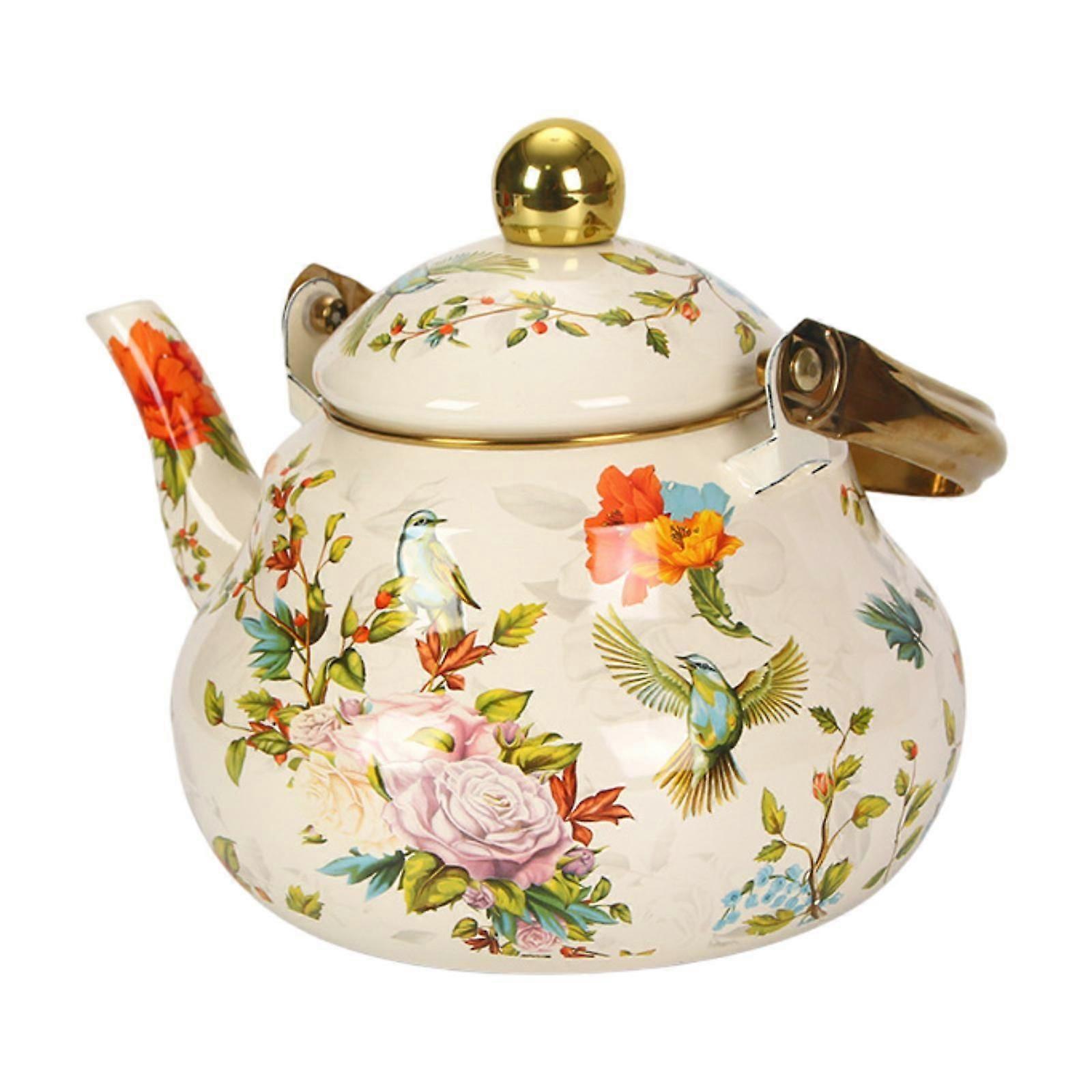 Enamel Tea Kettle with Handle Multiuse Coffee Pot for Household Party Coffee 1.5L