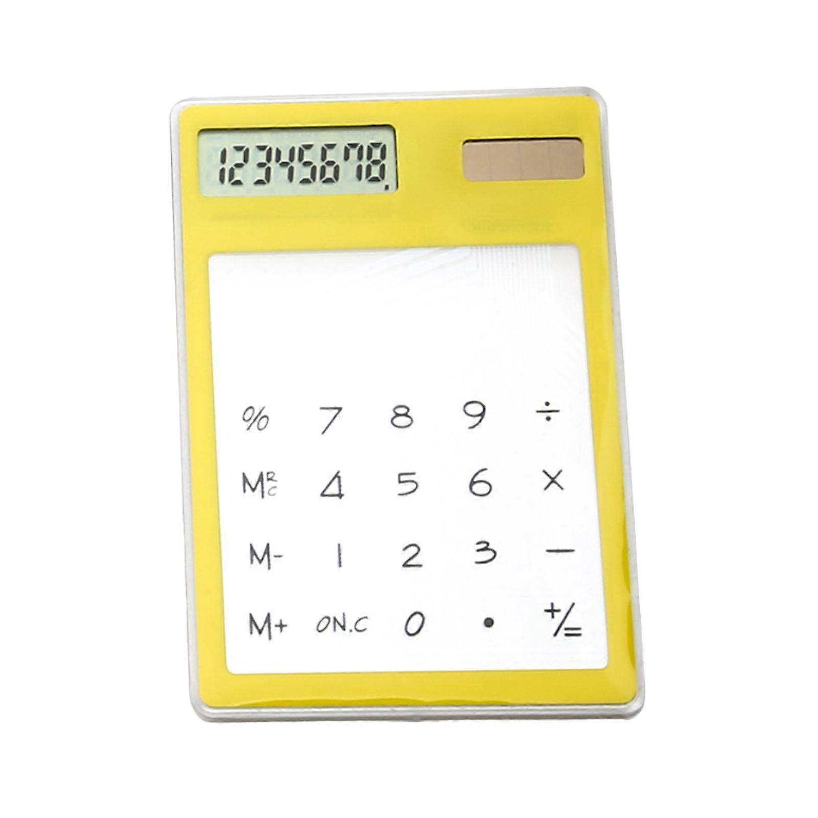 Solar Powered Calculator Touch Screen 8 Digit LCD Display Portable Transparent Calculator for Office School Home