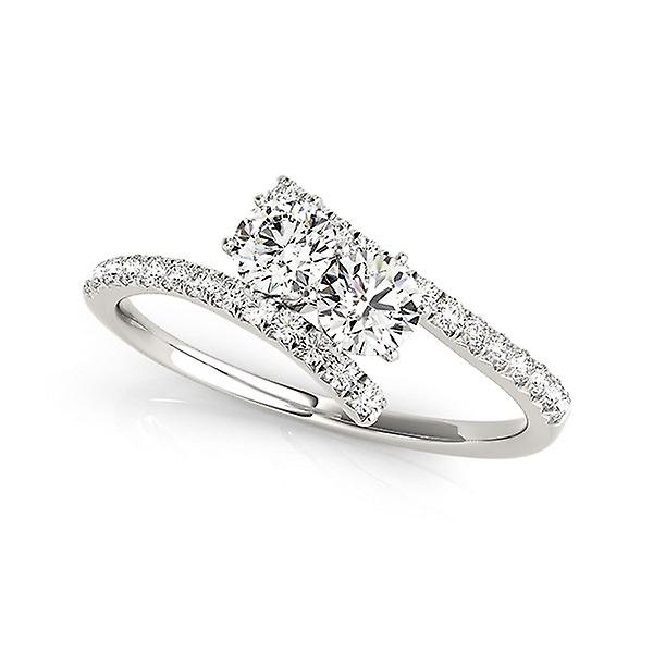 Two Stone Bypass Diamond Ring in 14k White Gold 3/4 cttw