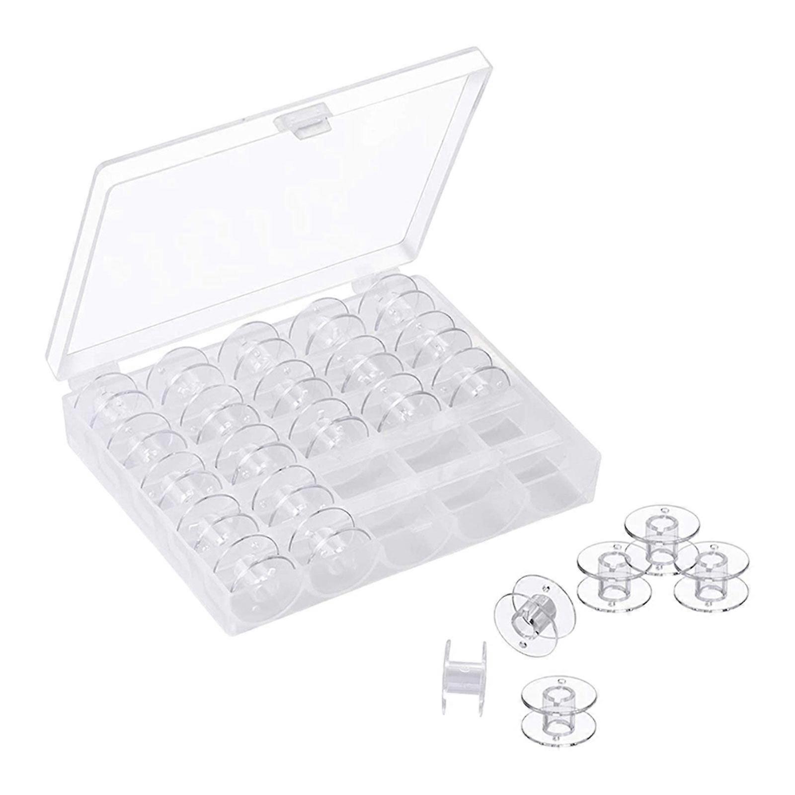 25Pcs Bobbins Spools, Sewing Machine Bobbin Transparent Storage Box Bobbin