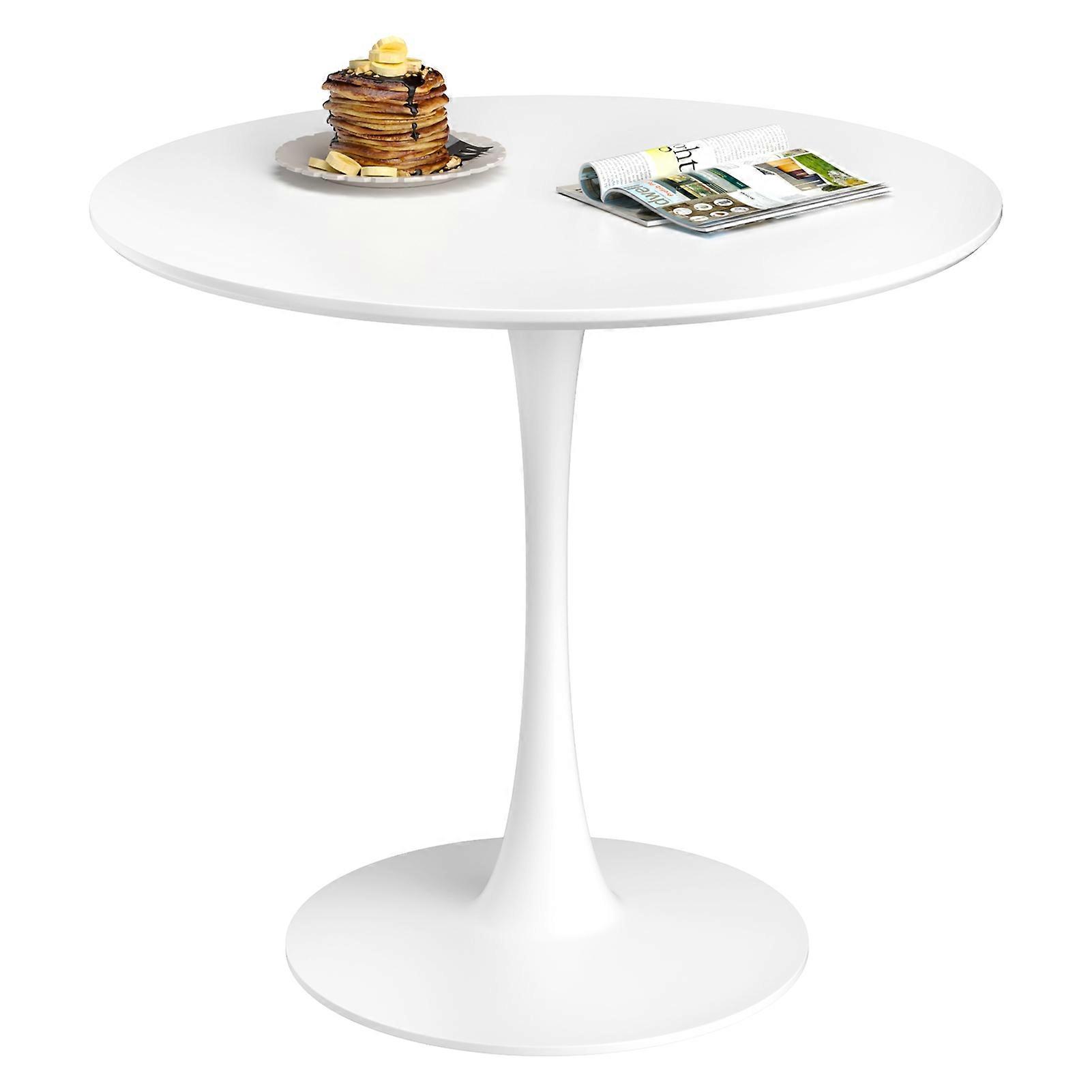 Round Dining Table, 31.5" White Dining Table, 0.6" Thickened Tabletop