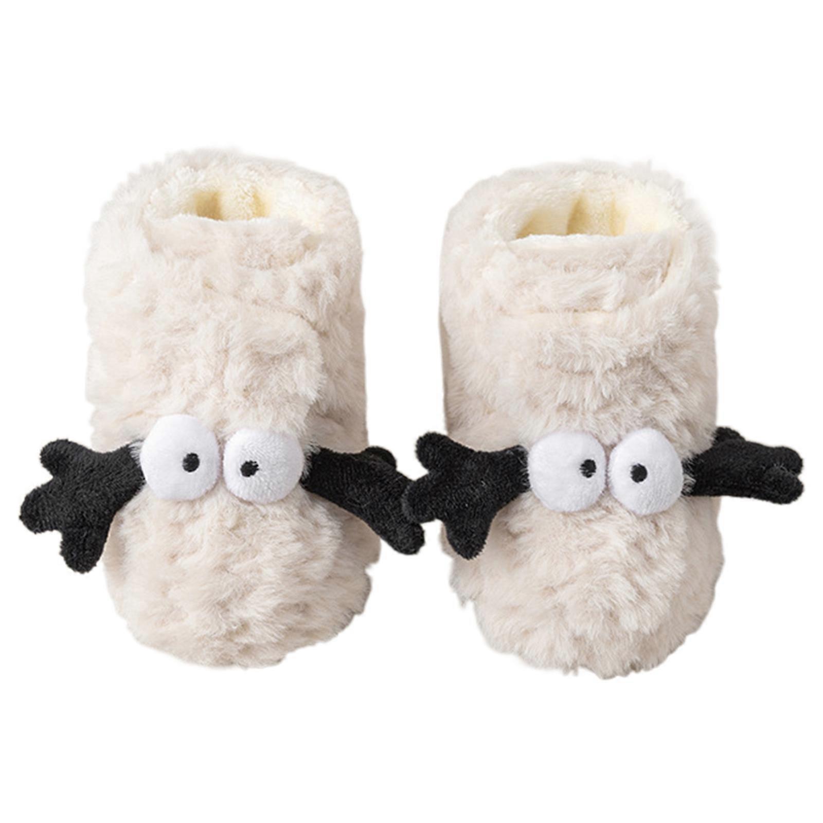 Stylish Patterned First Walkers Shoes Soft & Breathable Baby Booties Winter Warm Unisex Fleece Booties for Cold Weather  White