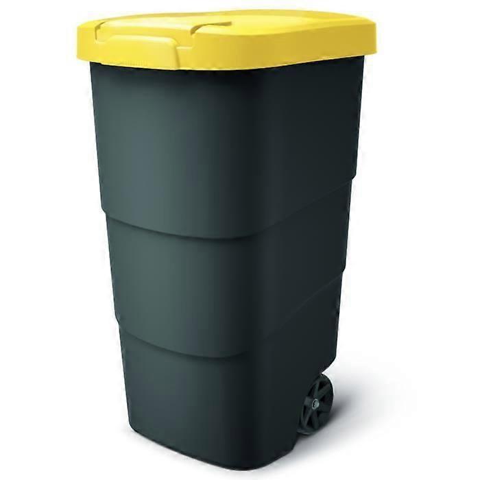 Keden Wheeler 110L Poubelle universelle à roulettes en plastique avec couvercle (jaune)