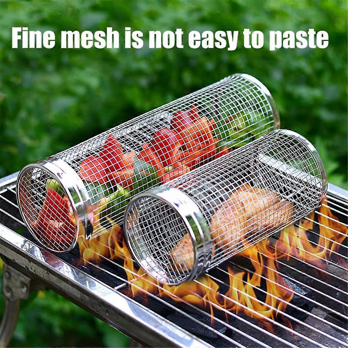 Rolling Grill Basket, Grill Nets for Grill Vegetable, (Large+Small)