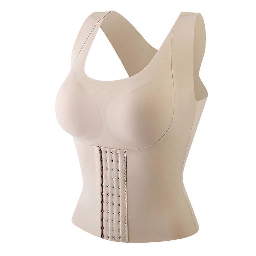 Women Seanless Front Buckle Bra Wireless Push Up Posture Corrector for Tank Top Girdle Body Shaper for Cross Back Vest C color L