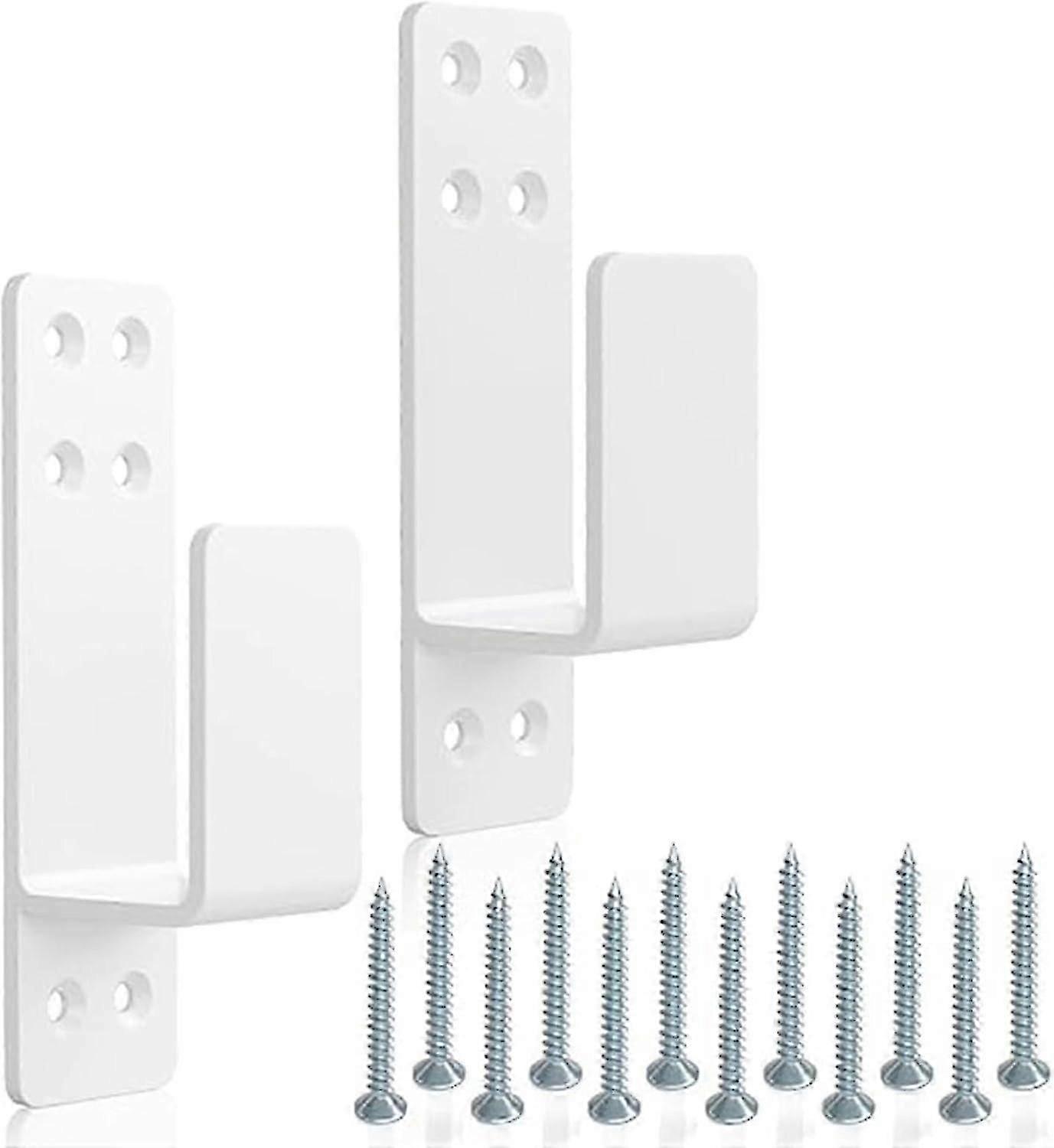 Safety Bar Bracket - 2X4 Door Barricade Brackets, Upgrade Door Barricade Security Bar for Home and Property Safety (White)