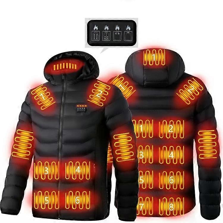 Electric Heated Jacket-19 Zone Thermal Control,USB,Black,XXXXXL 19 Zone 4 Control Black XXXXXL