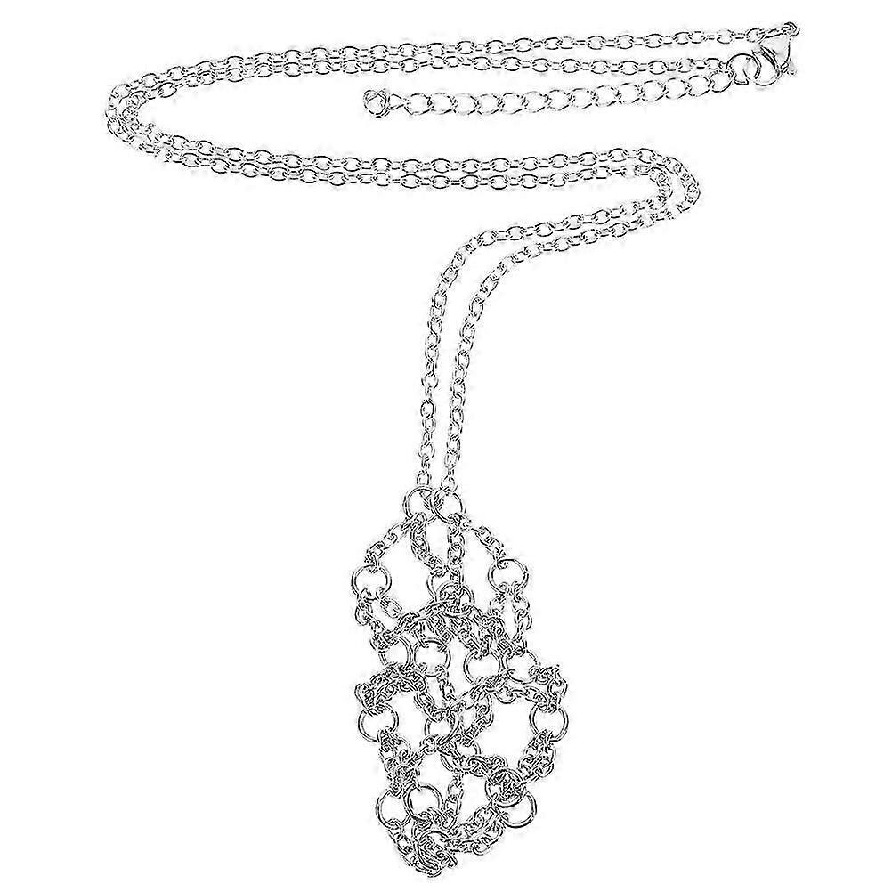 حامل كريستال مجوف قلادة معدنية DIY مجوهرات حامل كريستال قفص معلق حامل حجر كريستال معدني