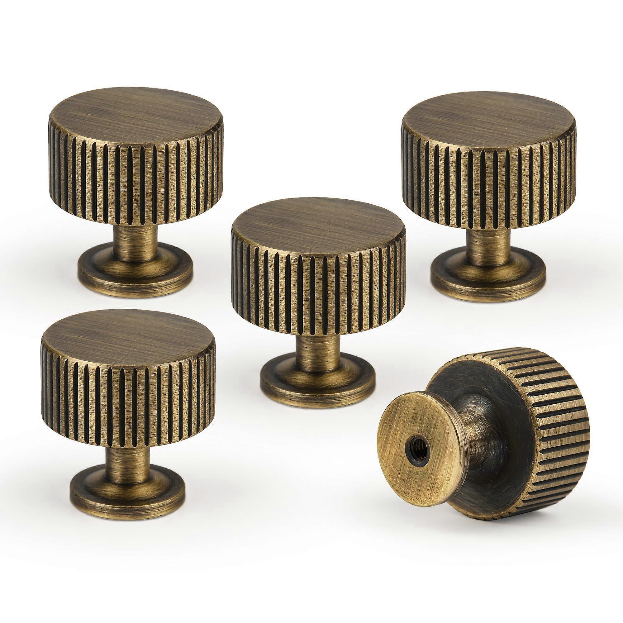 Antique Brass Kitchen Cabinet Knobs Solid Brass Pulls for Dresser Drawer Vanity Closet Wardrobe Hardware 1.5 Inch