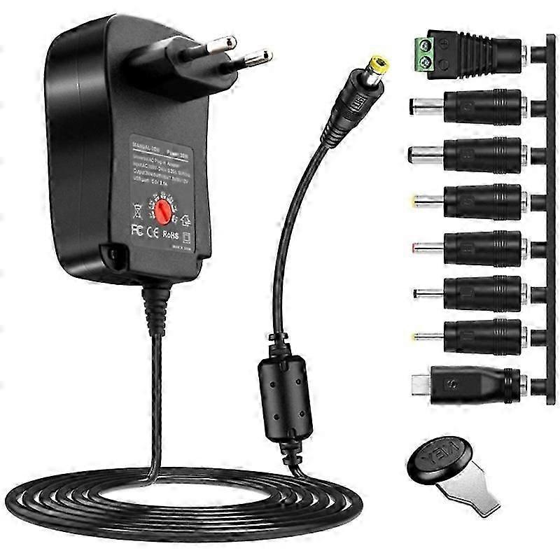 Universal Power Adapter 30W + 8 Interchangeable Tips for Household Electronics