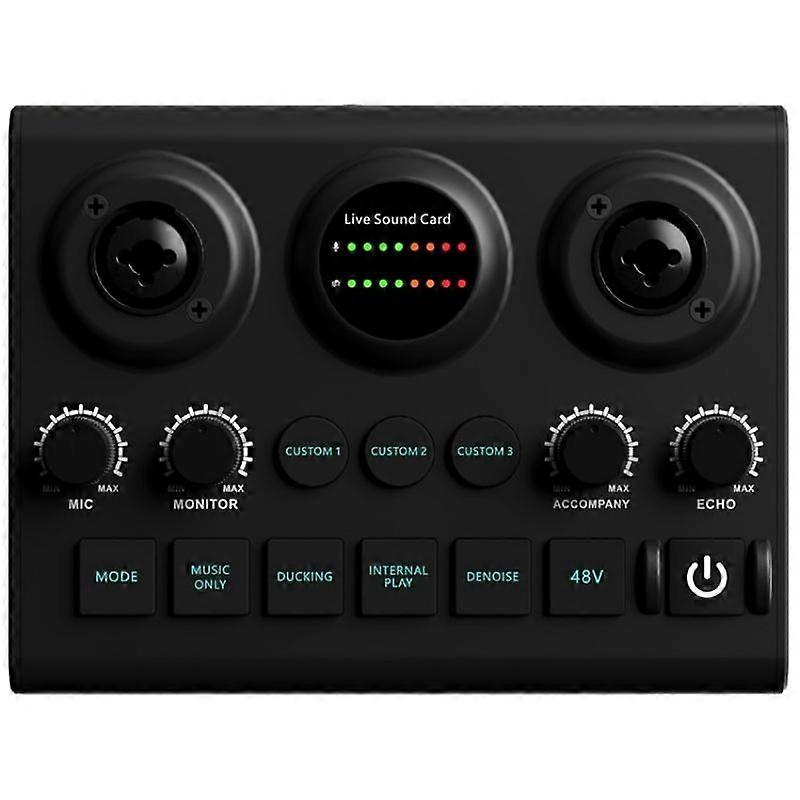 F10 48V Live Streaming Sound Card Audio Mixer Phantom Power Mixer