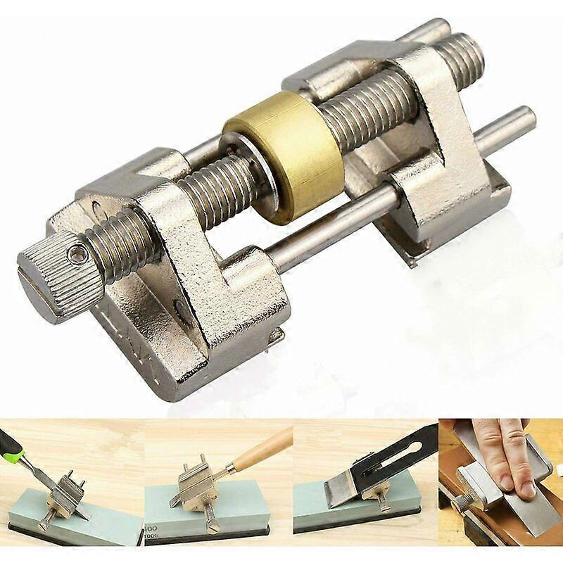 Sharpening Guide, Stainless Steel, Side Clamping, Fixed Angle, with Brass Roller for Woodworking Chisels, Planer Blade, Flat Chisel