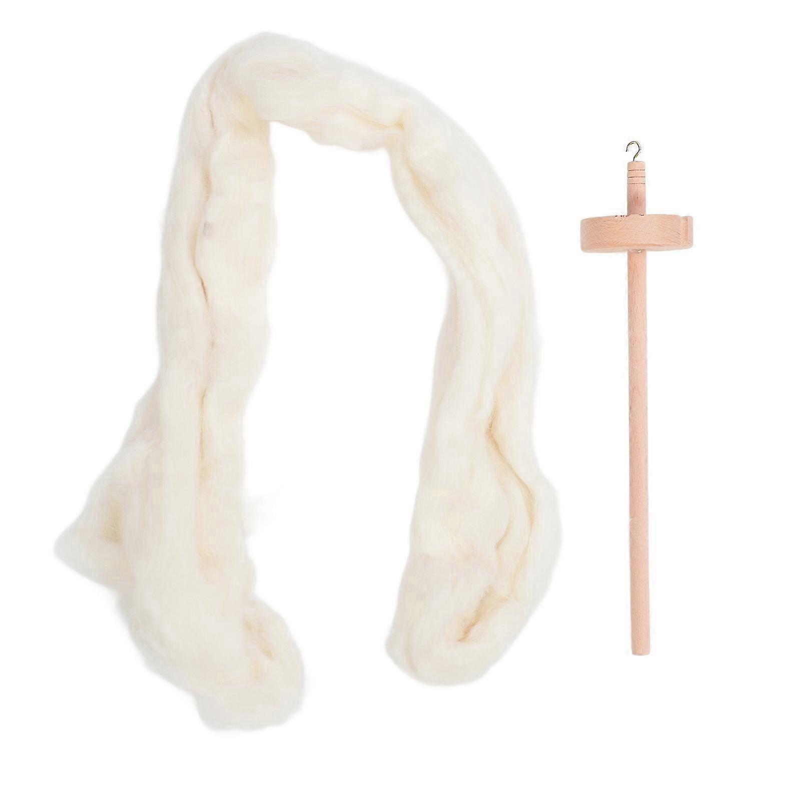Beginner-Friendly Wooden Drop Spindle Set with Premium Wool Top for Handmade Yarn