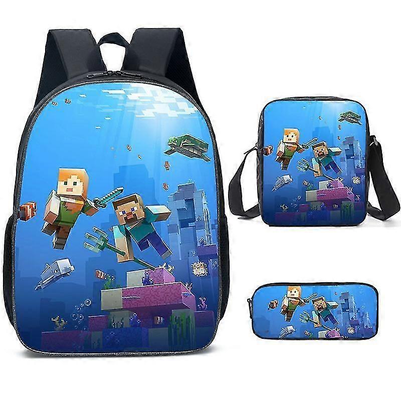 Minecraft Primary And Secondary School Schoolbags Minecraft Game Peripheral Backpack Three-piece Set