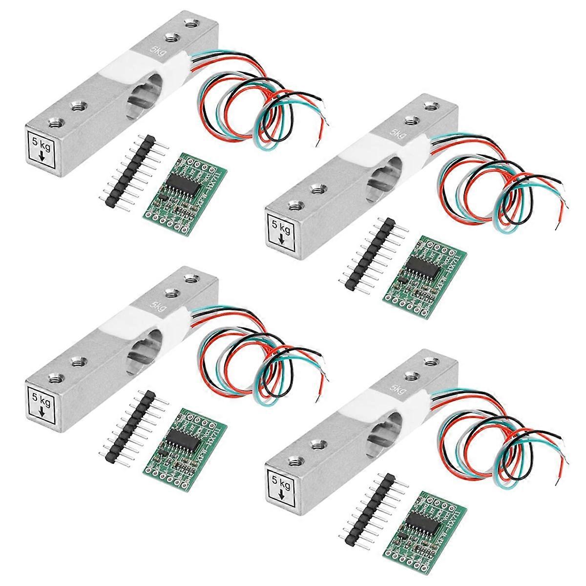 Digital Load Cell Weight Sensor,4Sets 5KG Load Cell HX711 AD Weighit Amplifier Module Pressure Sens