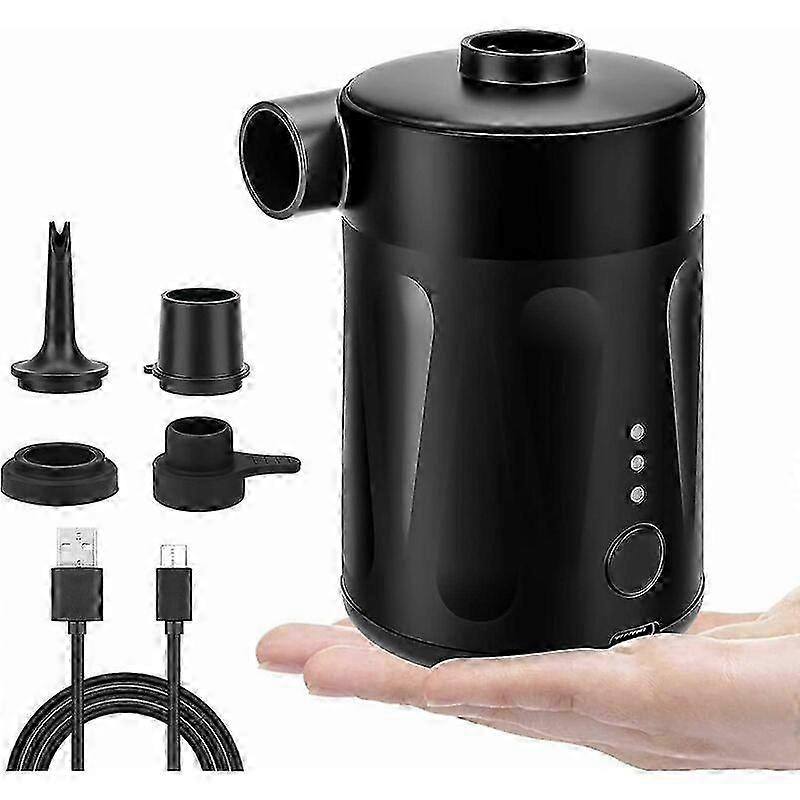 Electric Pump 2 in 1 Portable Cordless Inflator and Deflator USB Rechargeable, Mini Air Pump with 5 Nozzles for Mattress, Camping Cushion, Boat, Swimm