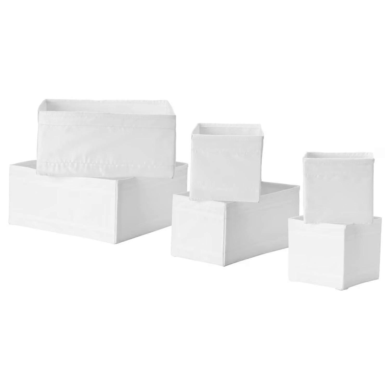 Storage Box Drawer Organizer Set of 18, Multiuse Storage Bins, White Fabric, Ideal for Closet and Home Organization
