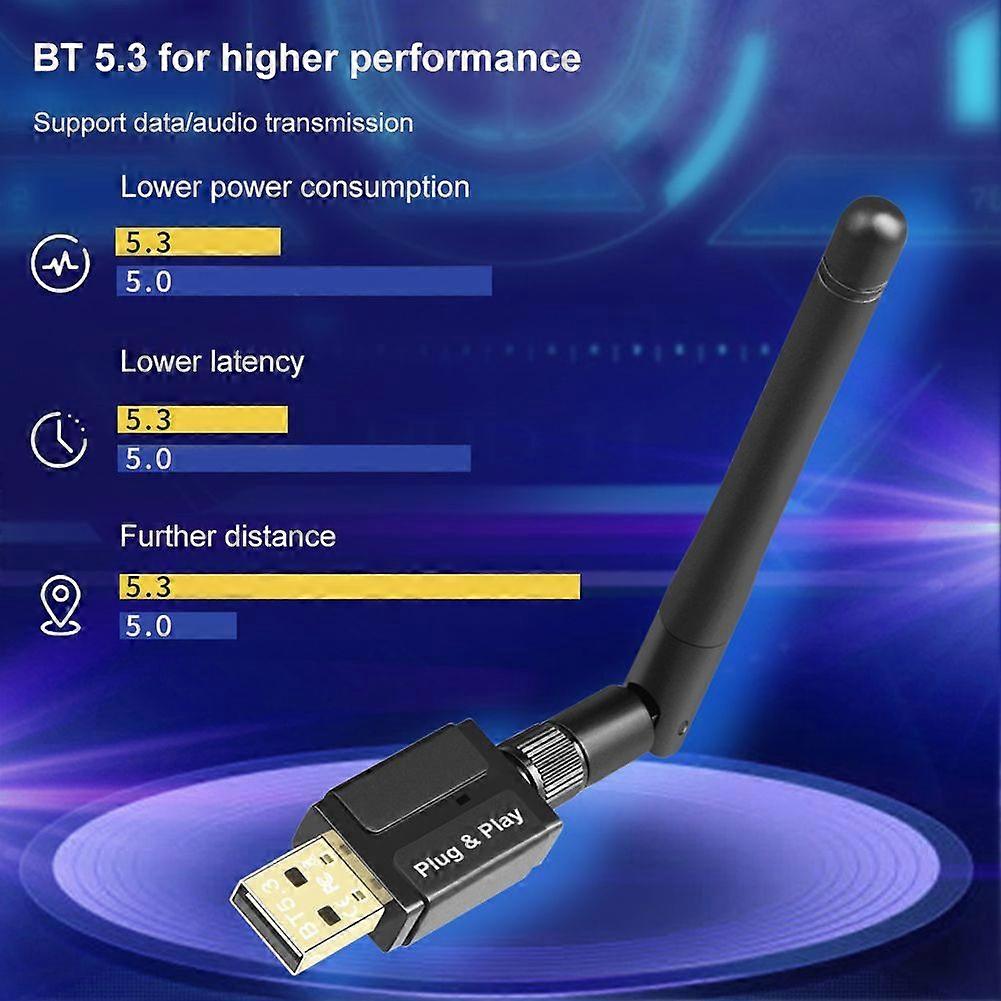 100M Long Range USB Adapter Music Audio Receiver Transmitter 3Mbps Bluetooth-Compatible 5.3 for PC Speaker Wireless Mouse