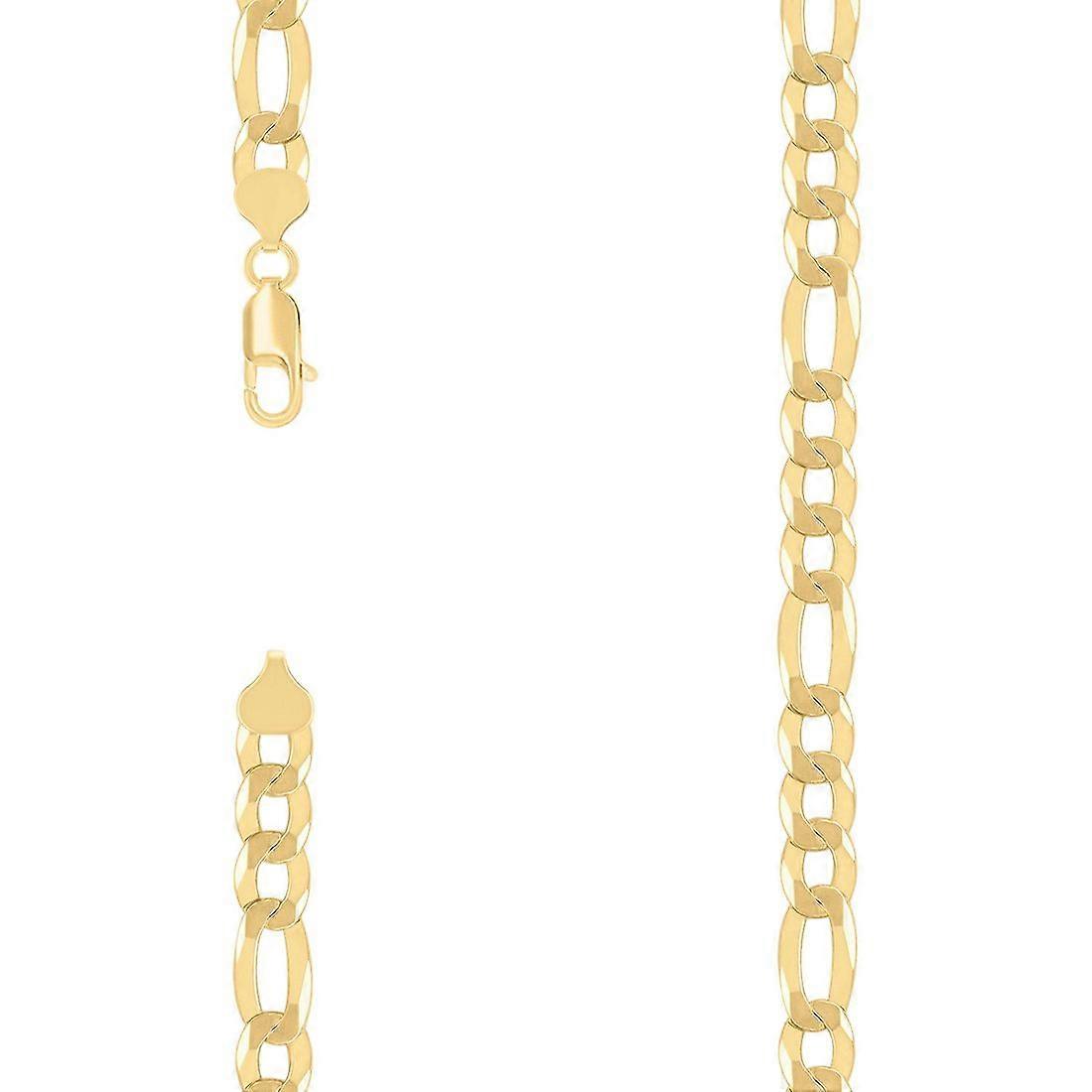 925 Sterling Silver Super Flat Figaro Chain Gold Plated 8.9mm Anklet-Anklet for Women and Men - Length: 7 to 9