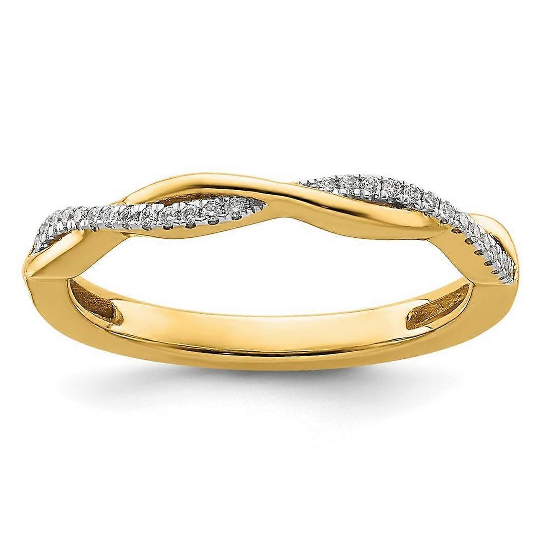 14k Solid Yellow Gold Stackable Diamond Twist Ring-Stackable-Ring for Women - Ring Size: 5 to 8