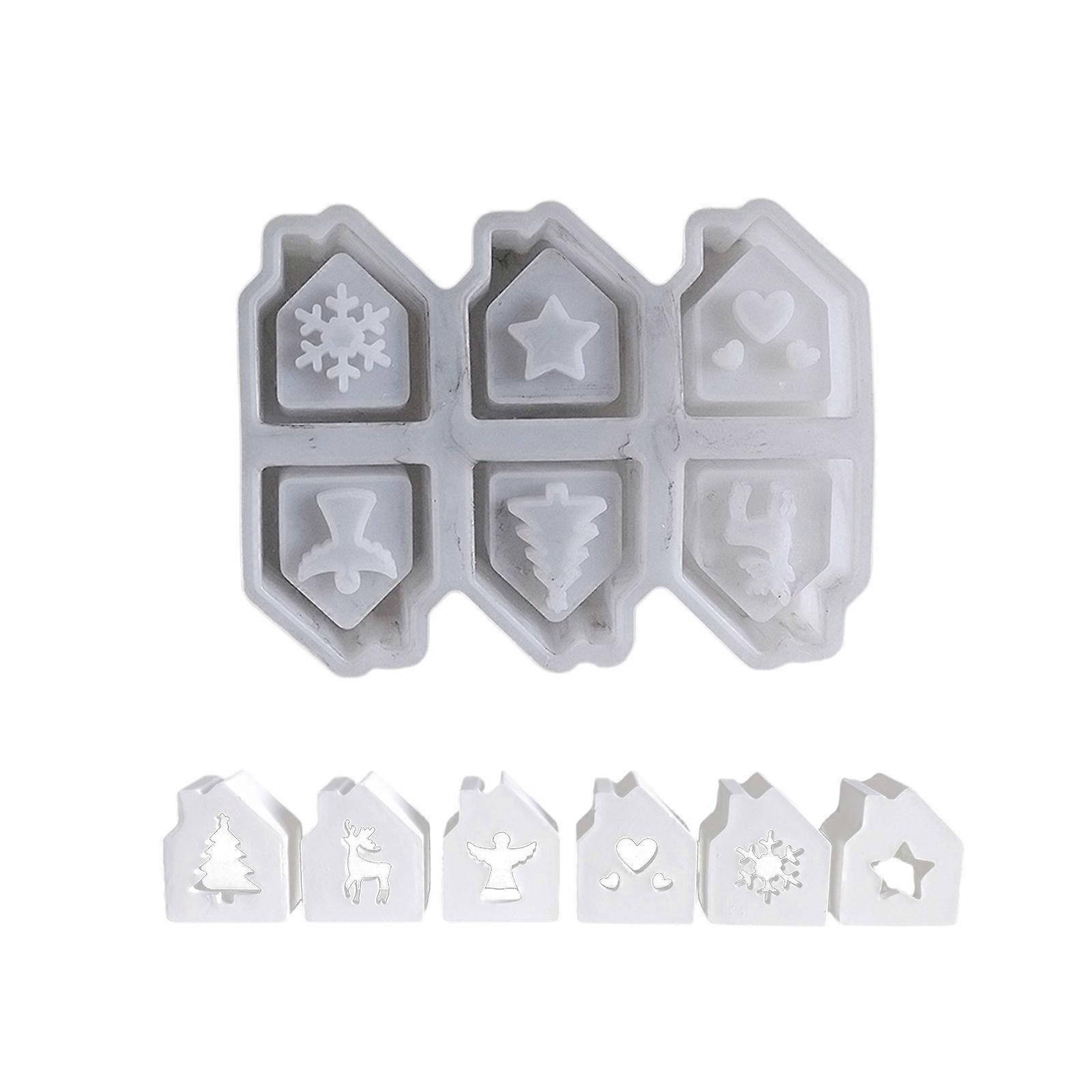 6 Cavity Silicone Mold for Creating Charming Ambient Light Houses Present for Home Gatherings and Craft Enthusiasts Multicolor