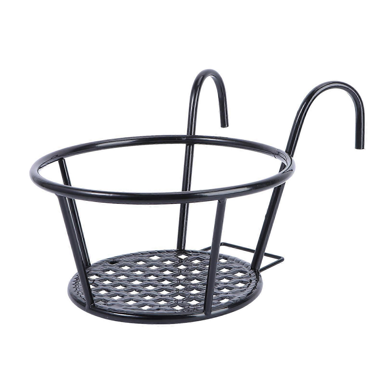 Over The Rail Pot Holder for Railings Planter Iron Fence Planters 10.6 X 6.7 X 4.7 Inch (Black)
