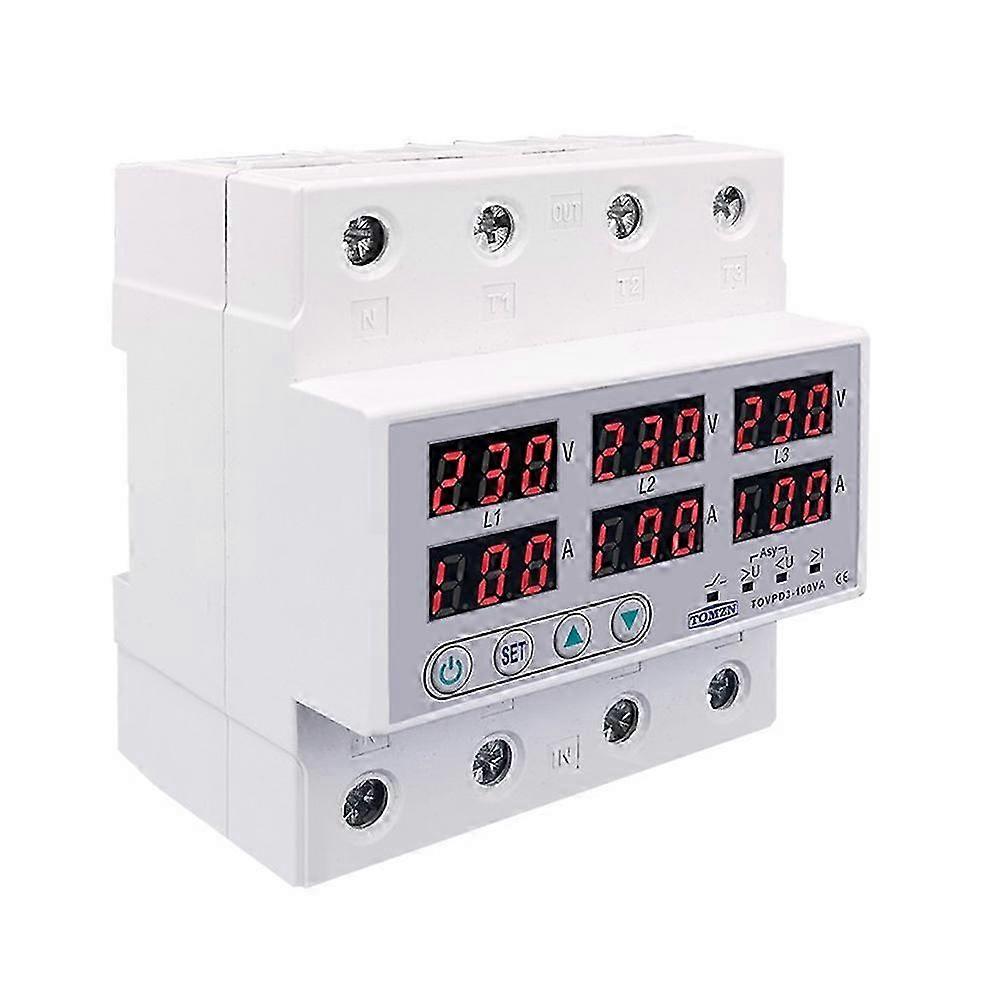 Din Rail 3 Phase Voltage Relay 380V Voltmeter Ammeter over and Under Voltage Monitor Relays Protect