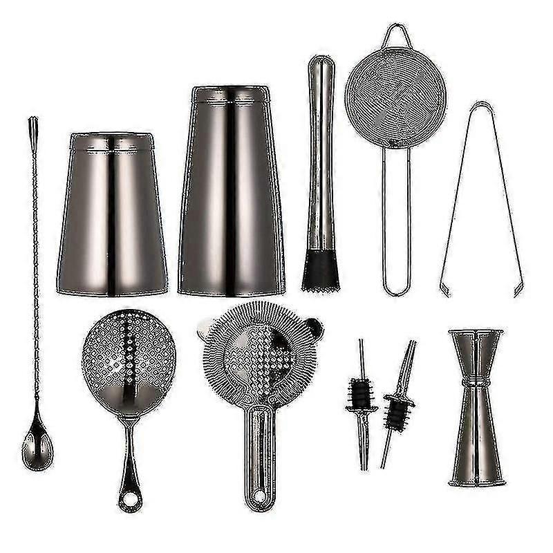 10pcs Stainless Steel Boston Shaker Professional Bartender Kit
