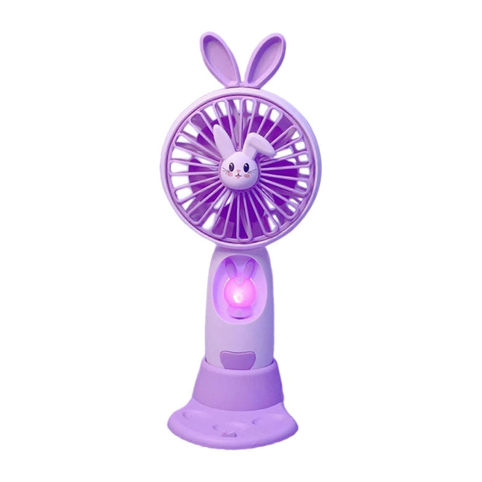 Mini Portable Fan Handheld Fan Cute Bunny Compact with Base Cooling Fan USB Desk