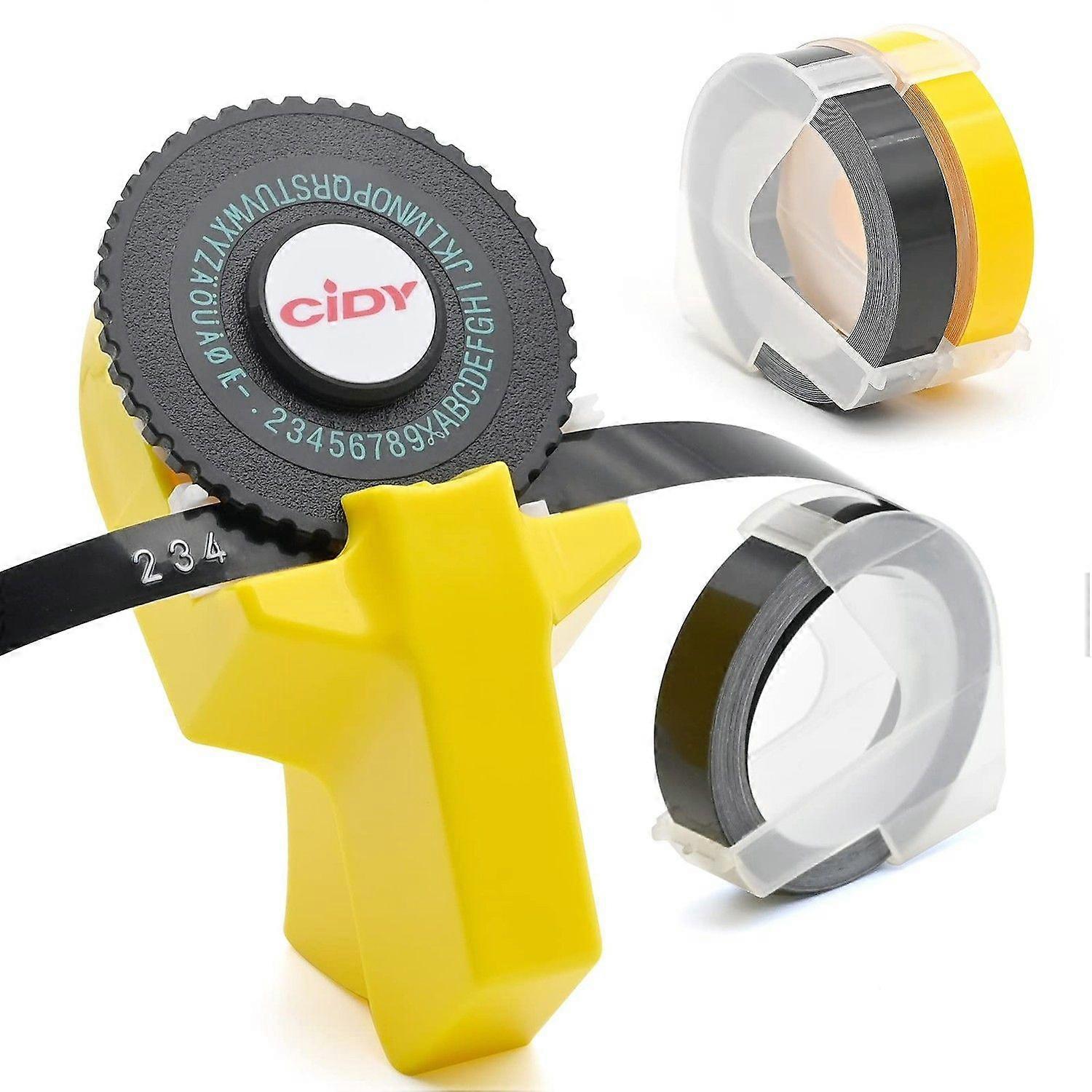 Label Printer, 3D Mini Click Small Model Homemade Label Machine Embossing Machine Printer Label Embossing Machine Manual Label Printer With 2 Roll Adh