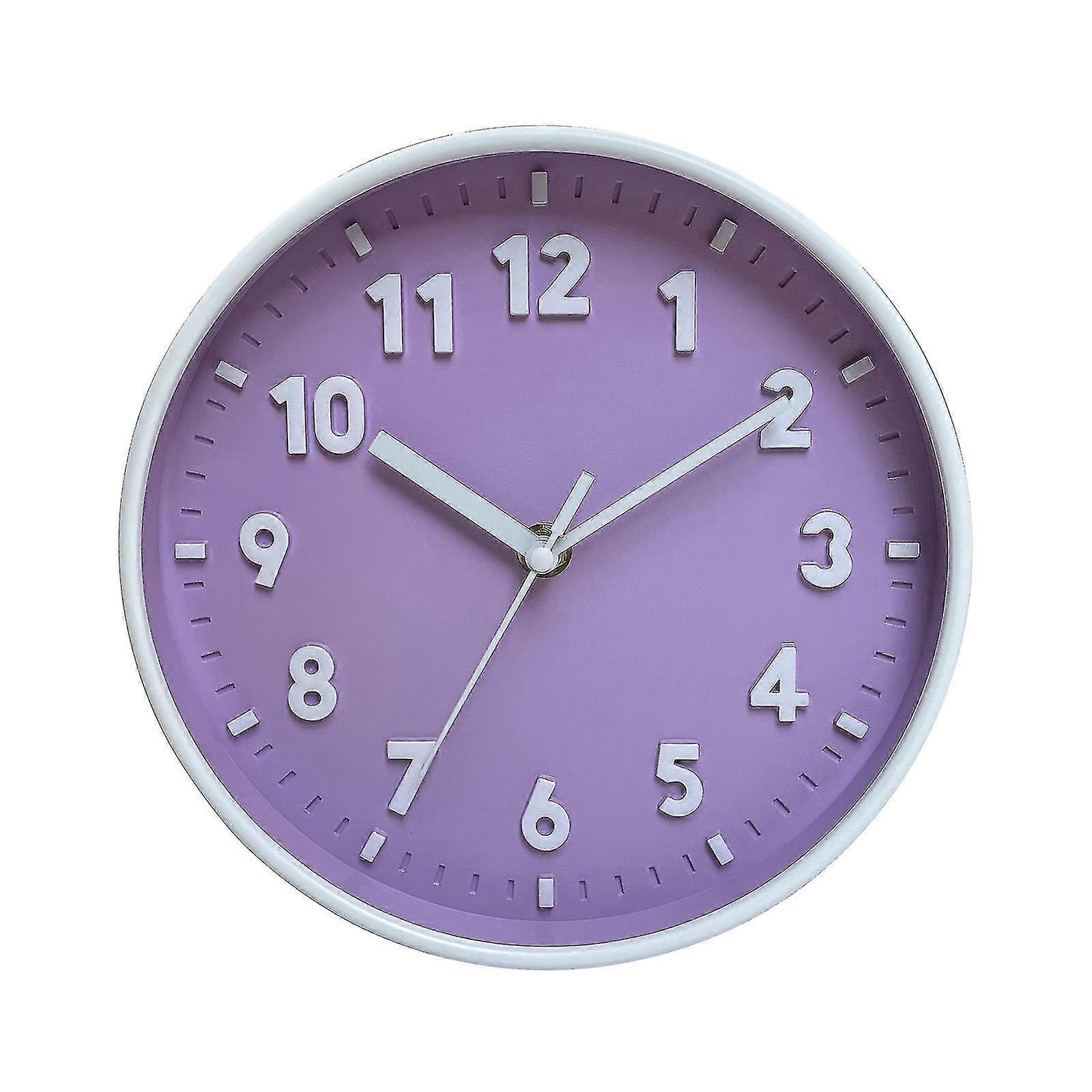Moderni 8" violetti seinäkello - hiljainen karkkivärikello kodin sisustukseen