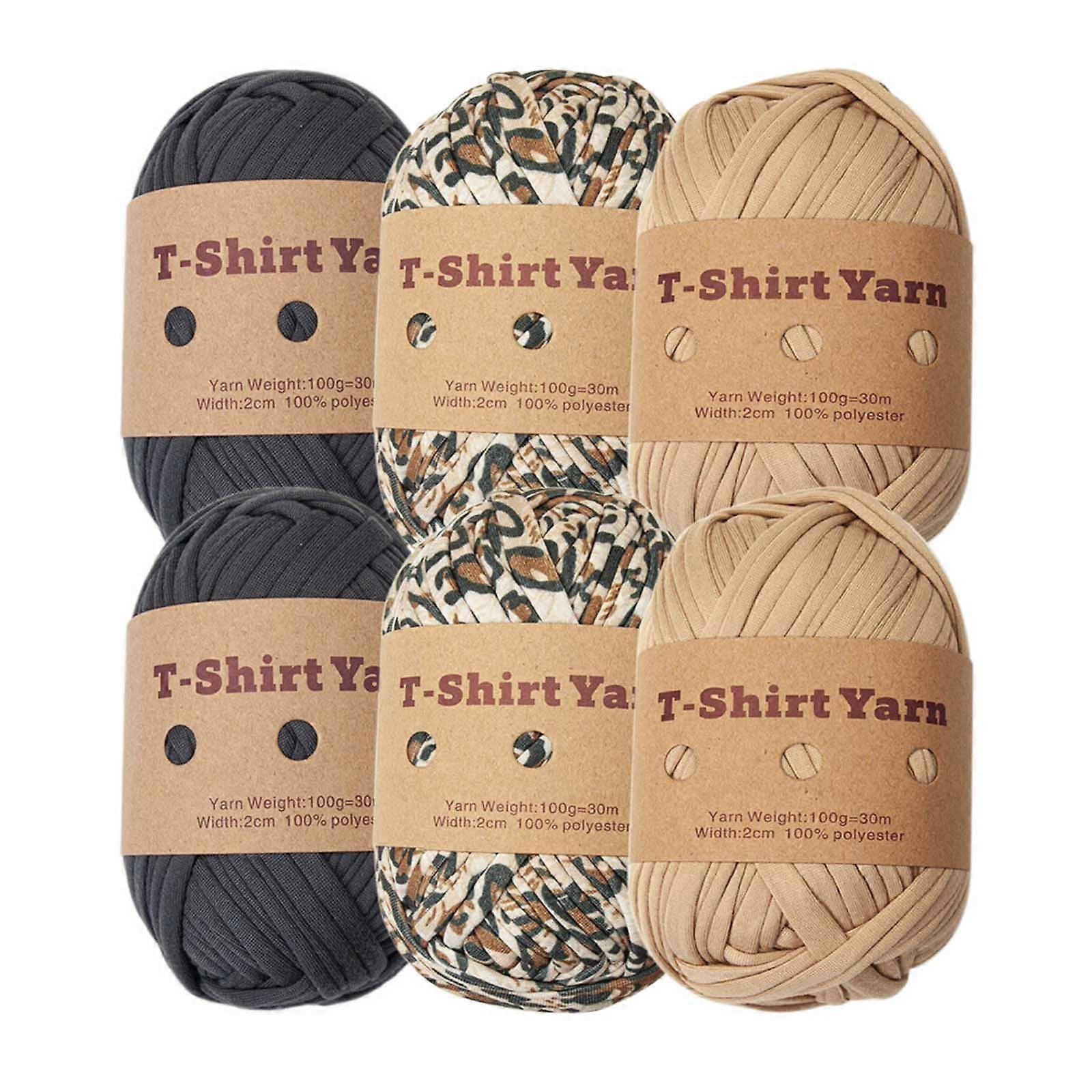 Colorful T-shirt Yarn Knitting Yarn Polyester Fabric Strips for DIY Weaving and Sewing Crocheting Project (6-Pack)