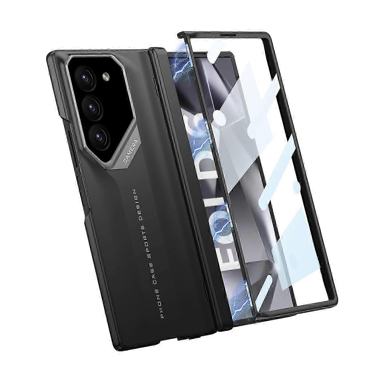 For Samsung Galaxy Z Fold 6 Case with Front Screen Protector, Slim Matte Hard PC Shockproof Cover with Magnetic Hinge Protection