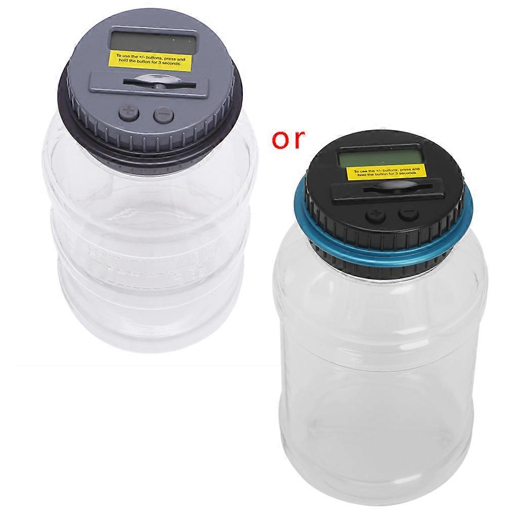 Automatic Counting Clear Digital Electronic Piggy Bank Coin Saving Money Box Jar  Black