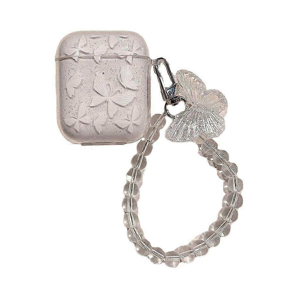 Compatible with AirPods 4 Clear Case,Cute Bow Pattern Kawaii Ribbon Girly Design with Bow Pearl Keychain,Soft TPU Protective Shockproof Case for Women