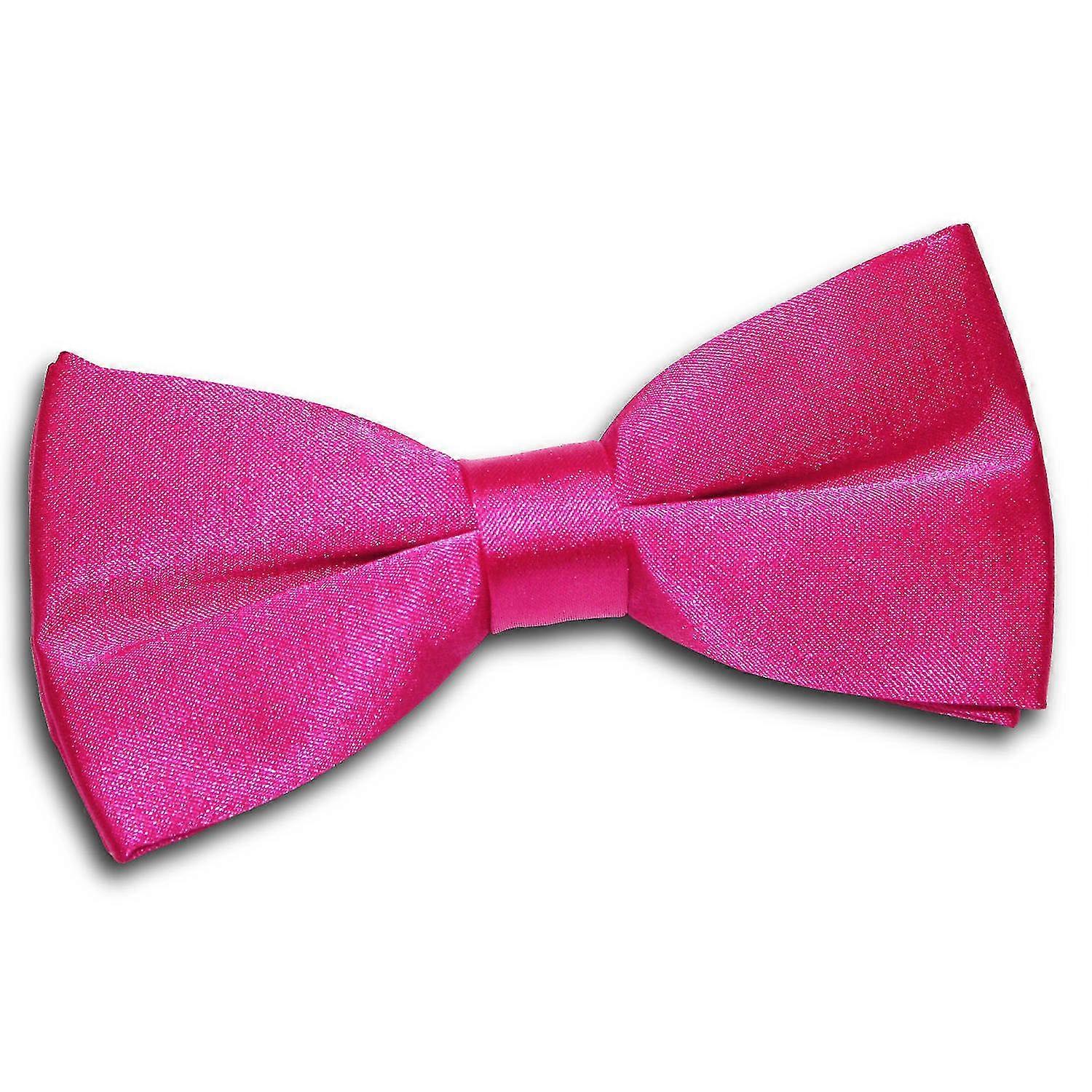 Hot Pink Plain Satin Pre-Tied Bow Tie