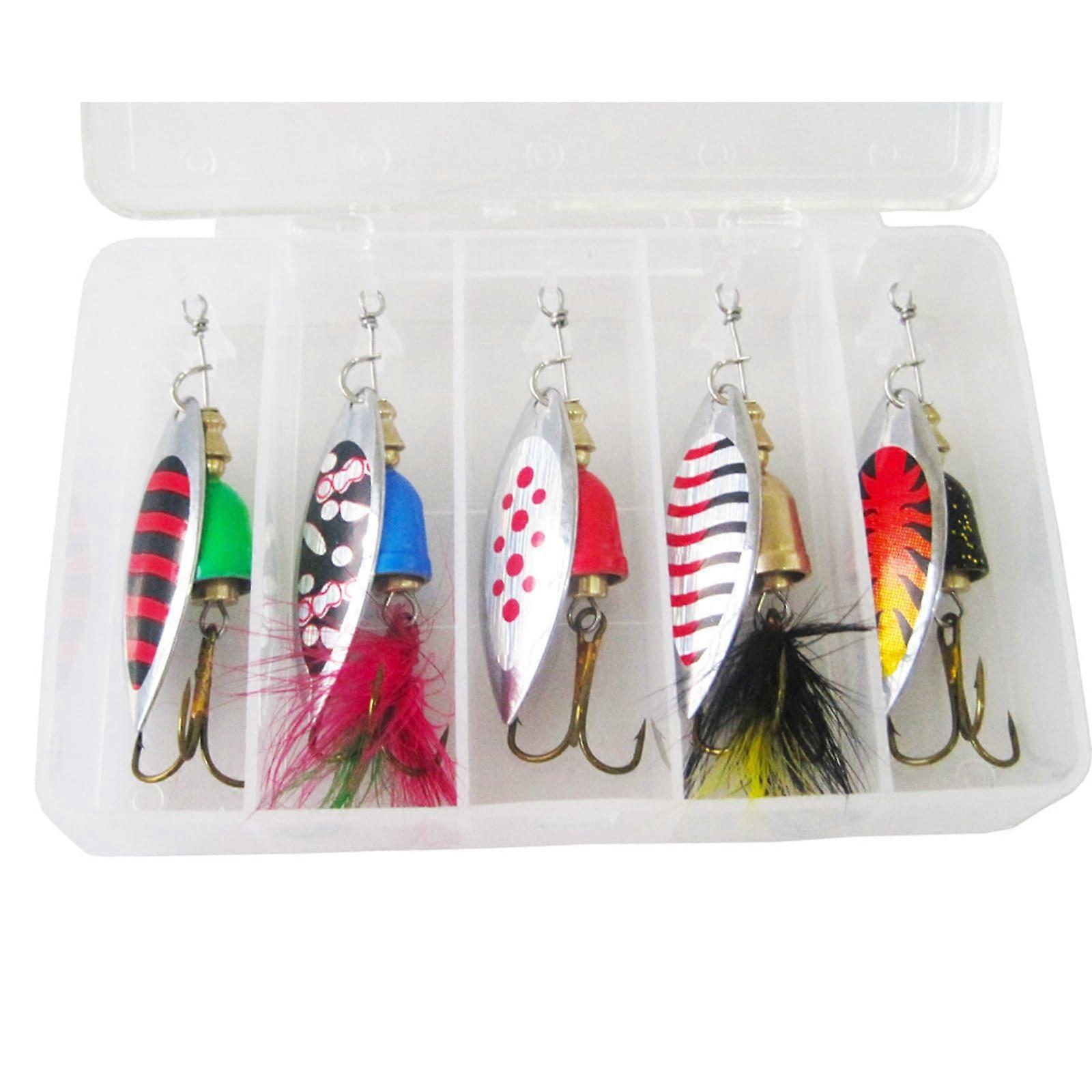 5pcs spoon metal hard spinner bait fish bait spinner swimbaits colorful sequ bait bait treble hooks fishhooks set set